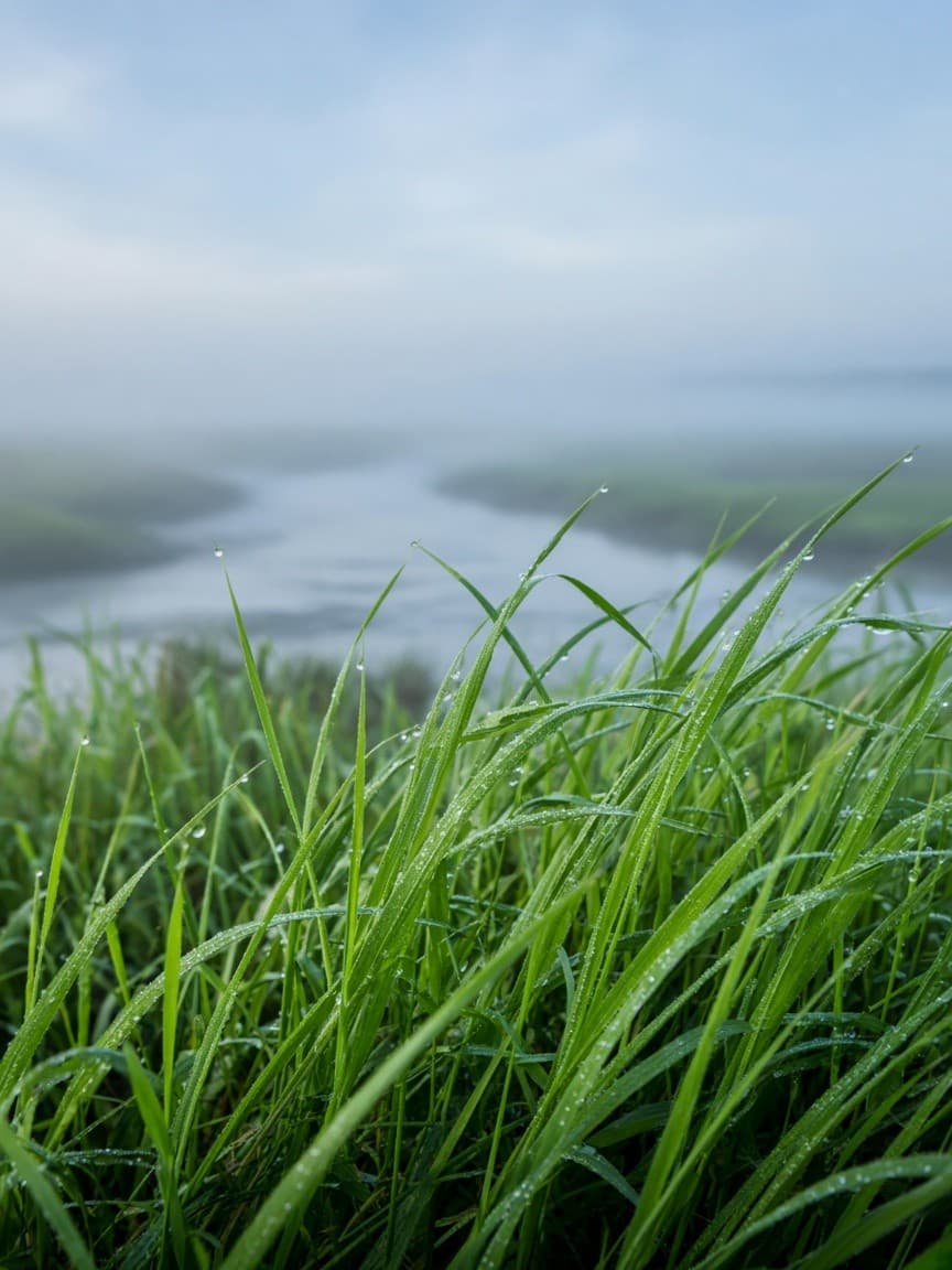 Close view of green spartina grass. Placeholder photo.